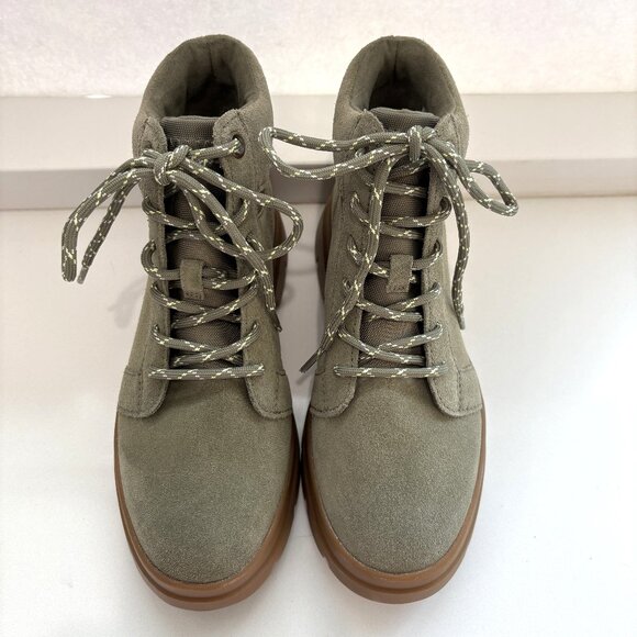 Koolaburra by UGG Jozie Combat Boots Suede Faux Fur Lace Up Booties Green Size 7 - Picture 4 of 6